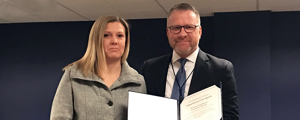 Kent Police Detective Lovisa Dvorak receives award from FBI for work on Human Trafficking