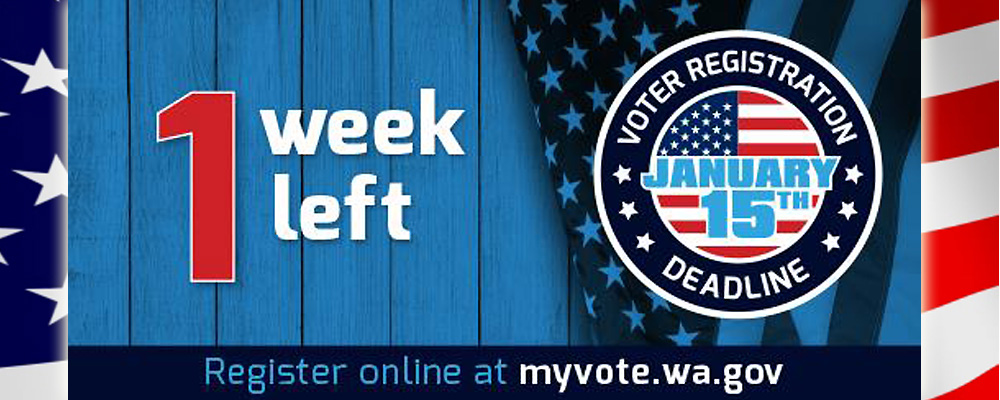 Deadline to register online to vote is Monday, Jan. 15