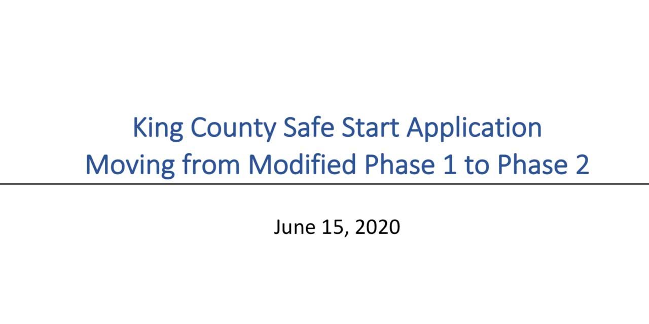 King County applies for Phase 2 of Safe Start recovery plan