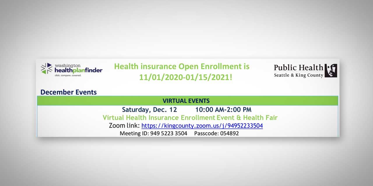 Virtual Health Insurance Enrollment Event & Health Fair will be this Saturday, Dec. 12