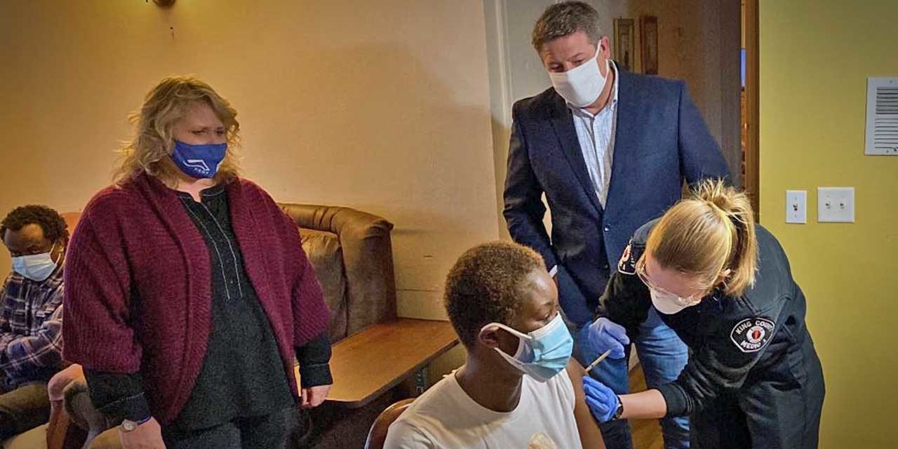Mobile COVID-19 vaccination team, local electeds visit adult family home in Kent