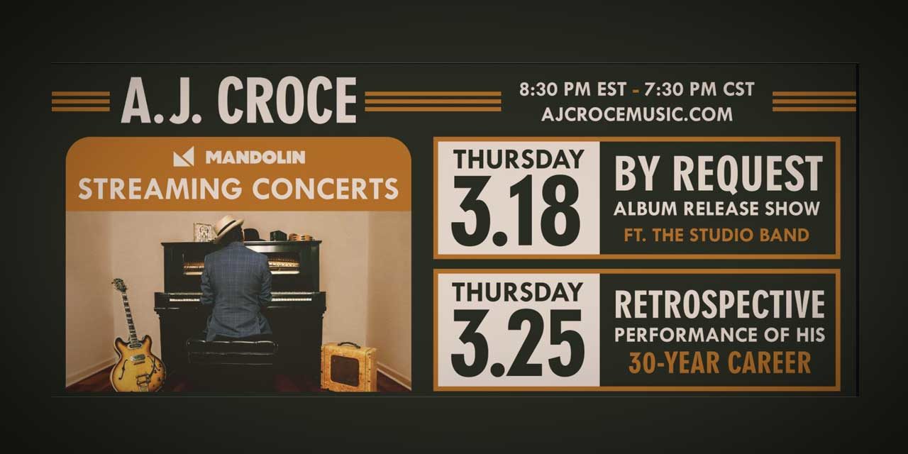 Kent Spotlight Series will feature two A.J. Croce livestream concerts in March