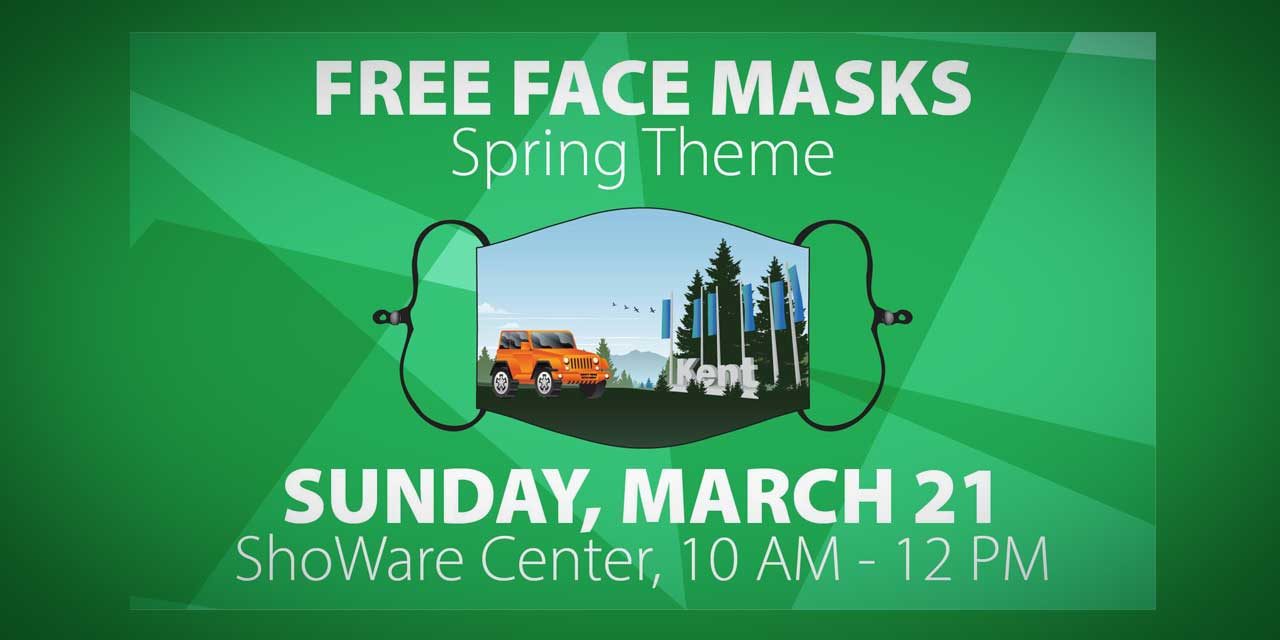 FREE Spring-themed Face Masks will be given out on Sunday, Mar. 21
