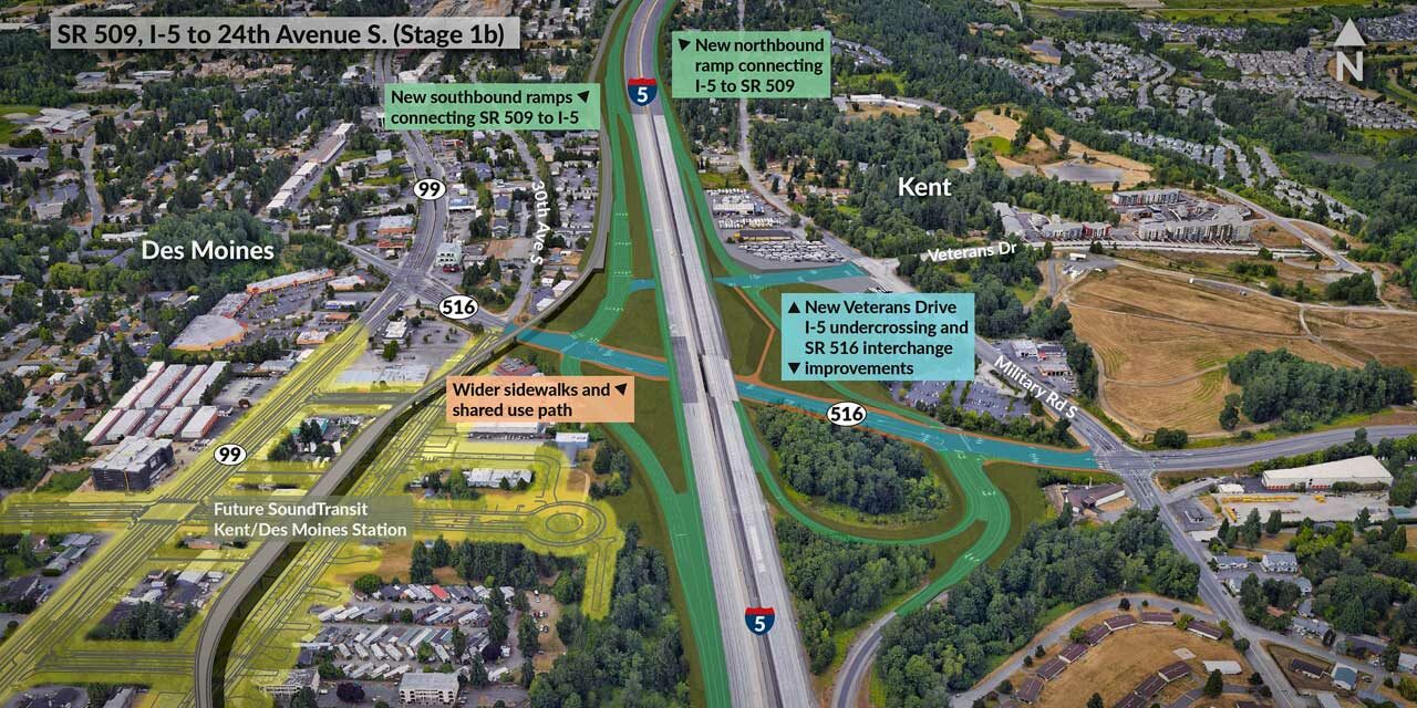 Nighttime construction will close SR 516 in Kent from June 13-17